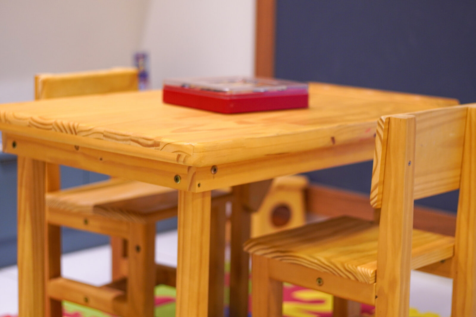 Mesa de atividades da Sala Azul